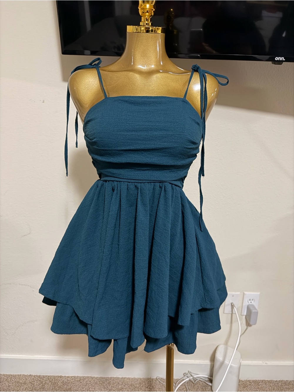 Teal Tie-Strap Sundress
